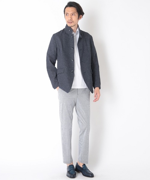 CROWDED CLOSET（クラウデッドクローゼット）の「コットンリネンサッカーストライプジャージパンツ（その他パンツ・メンズ・ホワイト/ネイビー・01/02/03/04）」の12枚目の写真