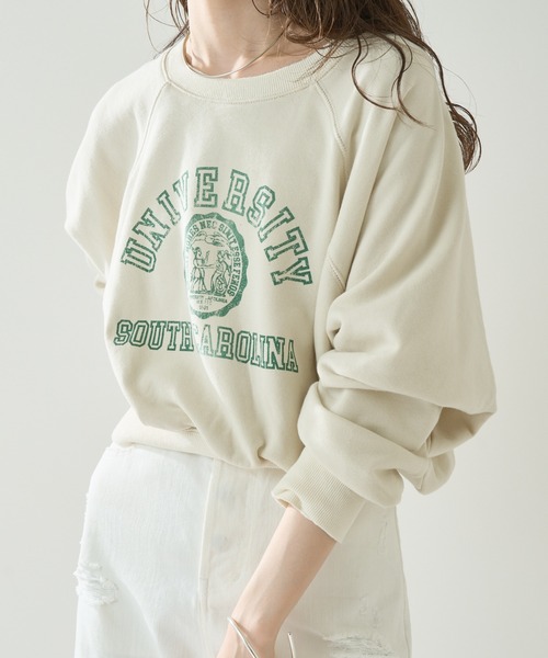 mystic（ミスティック）の「カレッジショートスウェット（スウェット・レディース・オフホワイト/ブルー/オレンジ・FREE）」の2枚目の写真