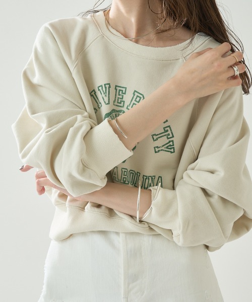 mystic（ミスティック）の「カレッジショートスウェット（スウェット・レディース・オフホワイト/ブルー/オレンジ・FREE）」の5枚目の写真