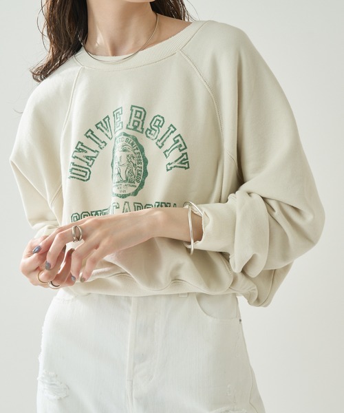 mystic（ミスティック）の「カレッジショートスウェット（スウェット・レディース・オフホワイト/ブルー/オレンジ・FREE）」の6枚目の写真