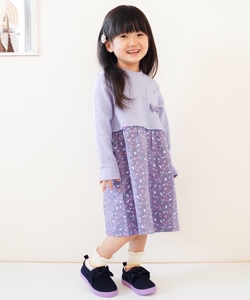 SHOO・LA・RUE(シューラルー)の「◆バイカラーフリルスリッポン(スニーカー・キッズ・ネイビー/ベビーピンク・70/60/50/40)」の9枚目の写真