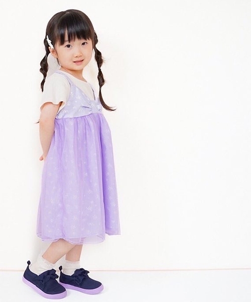 SHOO・LA・RUE(シューラルー)の「◆バイカラーフリルスリッポン(スニーカー・キッズ・ネイビー/ベビーピンク・70/60/50/40)」の10枚目の写真