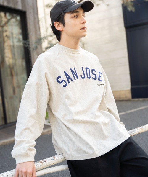 WEGO（ウィゴー）の「WEGO/ヘビーウエイト スタジアムロゴBIGロンT（Tシャツ/カットソー・メンズ・ネイビー/ブラック/ダークグリーン/オートミール・MEDIUM/LARGE）」の3枚目の写真