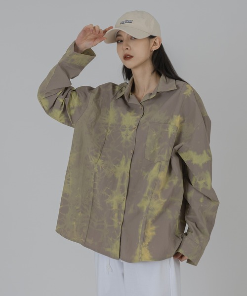 FOLLOWIN(フォロウィン)の「【FLW MADE/UNISEX】ナイロンタイダイシャツオーバーサイズシャツ(シャツ/ブラウス・メンズ・ブラック/ベージュ/ブラウン/ミント・FREE)」の2枚目の写真