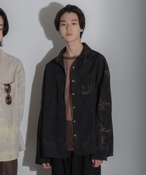 FOLLOWIN(フォロウィン)の「【FLW MADE/UNISEX】ナイロンタイダイシャツオーバーサイズシャツ(シャツ/ブラウス・メンズ・ブラック/ベージュ/ブラウン/ミント・FREE)」の1枚目の写真