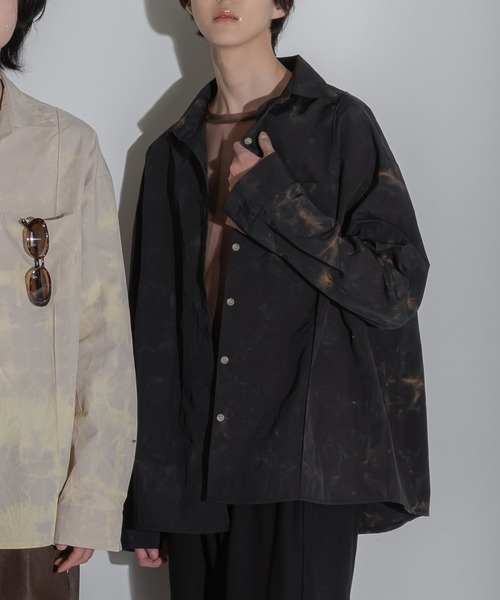 FOLLOWIN(フォロウィン)の「【FLW MADE/UNISEX】ナイロンタイダイシャツオーバーサイズシャツ(シャツ/ブラウス・メンズ・ブラック/ベージュ/ブラウン/ミント・FREE)」の6枚目の写真