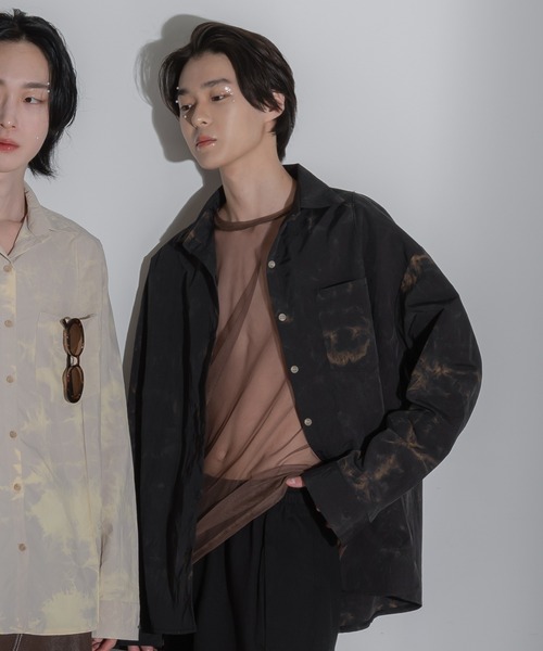 FOLLOWIN(フォロウィン)の「【FLW MADE/UNISEX】ナイロンタイダイシャツオーバーサイズシャツ(シャツ/ブラウス・メンズ・ブラック/ベージュ/ブラウン/ミント・FREE)」の7枚目の写真
