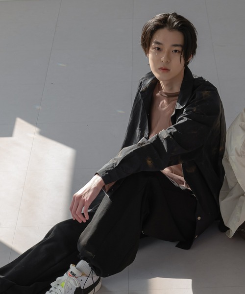 FOLLOWIN(フォロウィン)の「【FLW MADE/UNISEX】ナイロンタイダイシャツオーバーサイズシャツ(シャツ/ブラウス・メンズ・ブラック/ベージュ/ブラウン/ミント・FREE)」の9枚目の写真