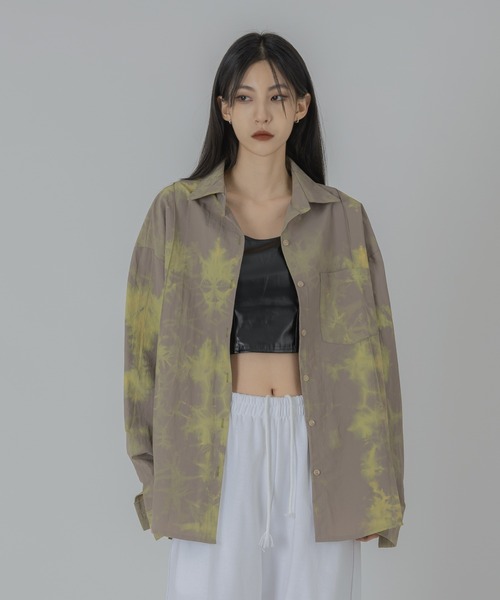 FOLLOWIN(フォロウィン)の「【FLW MADE/UNISEX】ナイロンタイダイシャツオーバーサイズシャツ(シャツ/ブラウス・メンズ・ブラック/ベージュ/ブラウン/ミント・FREE)」の13枚目の写真