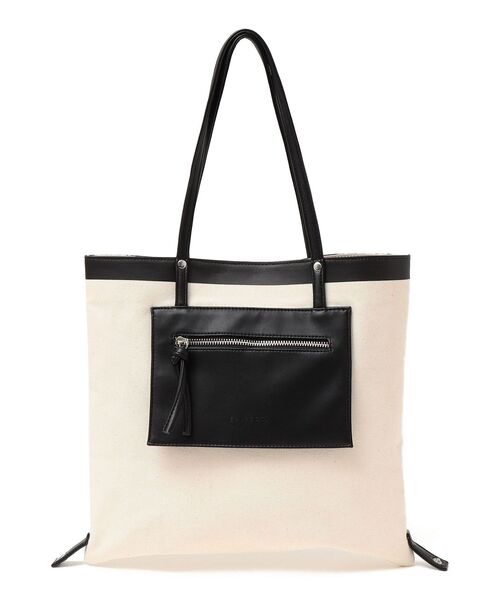 SHIPS any（シップス エニィ）の「SHIPS any: 2WAY キャンバス コンビ トート バッグ◇（トートバッグ・レディース・ホワイト/ブラック・ONE SIZE）」の10枚目の写真