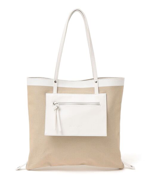 SHIPS any（シップス エニィ）の「SHIPS any: 2WAY キャンバス コンビ トート バッグ◇（トートバッグ・レディース・ホワイト/ブラック・ONE SIZE）」の4枚目の写真