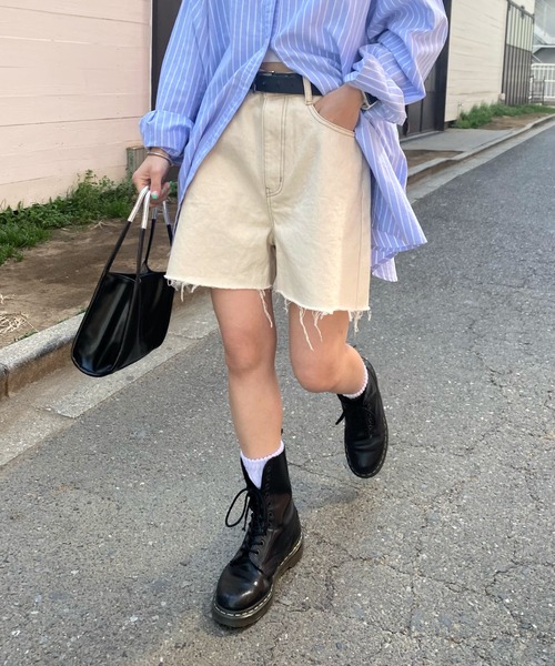 WHO'S WHO gallery（フーズフーギャラリー）の「フラワーショートデニム（デニムパンツ・レディース・サックスブルー/ブラック/キナリ/ブルー・FREE）」の15枚目の写真