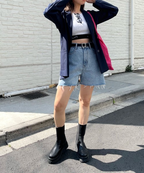 WHO'S WHO gallery（フーズフーギャラリー）の「フラワーショートデニム（デニムパンツ・レディース・サックスブルー/ブラック/キナリ/ブルー・FREE）」の9枚目の写真