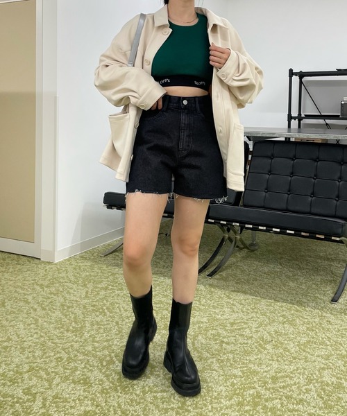 WHO'S WHO gallery（フーズフーギャラリー）の「フラワーショートデニム（デニムパンツ・レディース・サックスブルー/ブラック/キナリ/ブルー・FREE）」の13枚目の写真