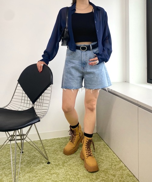 WHO'S WHO gallery（フーズフーギャラリー）の「フラワーショートデニム（デニムパンツ・レディース・サックスブルー/ブラック/キナリ/ブルー・FREE）」の22枚目の写真