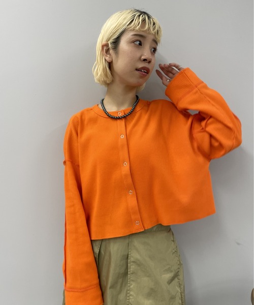 CIAOPANIC(チャオパニック)の「テレコリブカラーカットカーデ(Tシャツ/カットソー・レディース・アイボリー/オレンジ/パープル・FREE)」の15枚目の写真