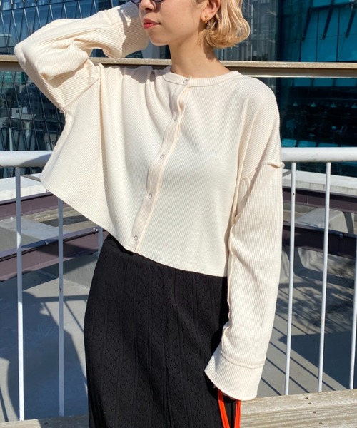 CIAOPANIC(チャオパニック)の「テレコリブカラーカットカーデ(Tシャツ/カットソー・レディース・アイボリー/オレンジ/パープル・FREE)」の20枚目の写真