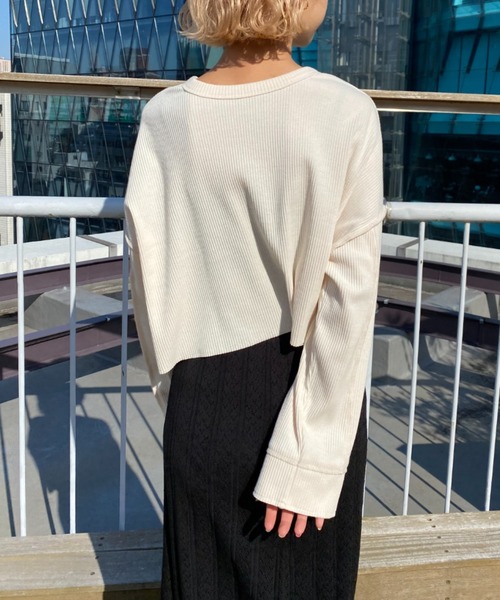 CIAOPANIC(チャオパニック)の「テレコリブカラーカットカーデ(Tシャツ/カットソー・レディース・アイボリー/オレンジ/パープル・FREE)」の18枚目の写真