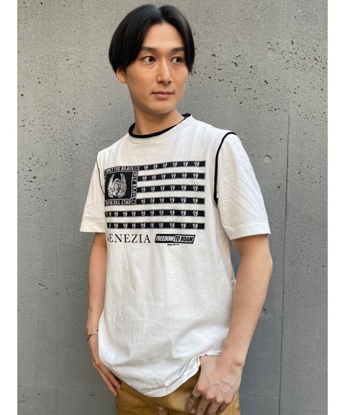 DIESEL(ディーゼル)の「メンズ Tシャツ ダブルカラー(Tシャツ/カットソー・メンズ・ブラック/ホワイト・SMALL/MEDIUM/LARGE/X-LARGE/XX-LARGE/X-SMALL/XXX-LARGE)」の1枚目の写真
