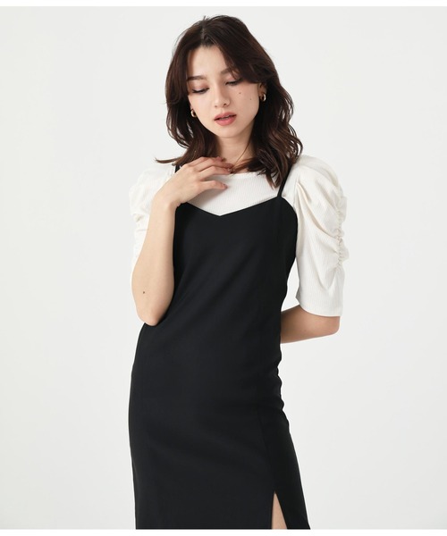 ANAP(アナップ)の「テレコリブパワショルトップスカットソー(Tシャツ/カットソー・レディース・ブラック/グレー/グリーン/アイボリー/ピンクベージュ・FREE)」の2枚目の写真