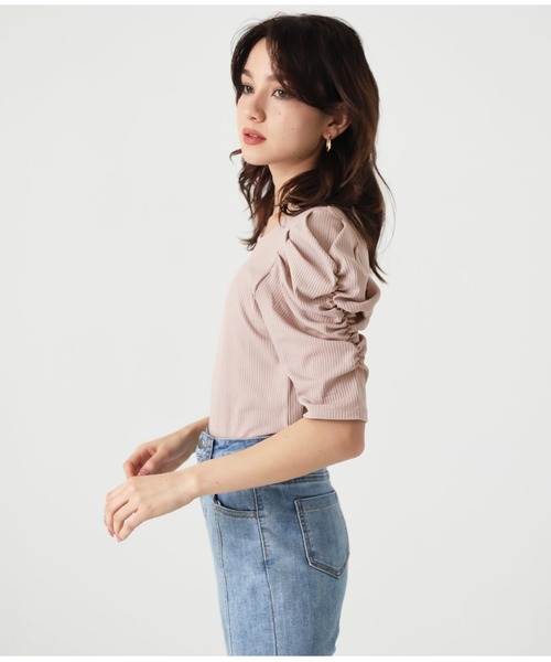 ANAP(アナップ)の「テレコリブパワショルトップスカットソー(Tシャツ/カットソー・レディース・ブラック/グレー/グリーン/アイボリー/ピンクベージュ・FREE)」の19枚目の写真