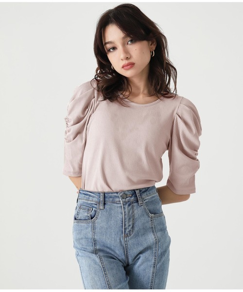 ANAP(アナップ)の「テレコリブパワショルトップスカットソー(Tシャツ/カットソー・レディース・ブラック/グレー/グリーン/アイボリー/ピンクベージュ・FREE)」の21枚目の写真