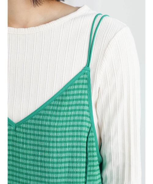 Green　Parks（グリーンパークス）の「シャーリングキャミワンピース（ワンピース・レディース・グリーン/ブラック・FREE）」の3枚目の写真