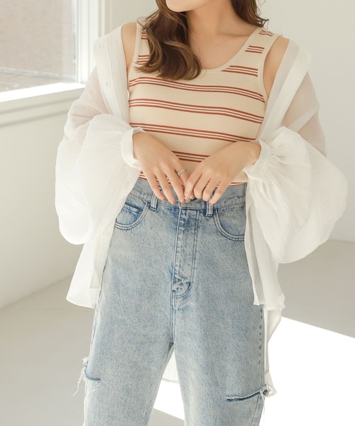 Heather(ヘザー)の「2WAYニットタンク 276985(タンクトップ・レディース・グレー/ホワイト系その他/ベージュ系その他/グリーン/ブラック・FREE)」の4枚目の写真