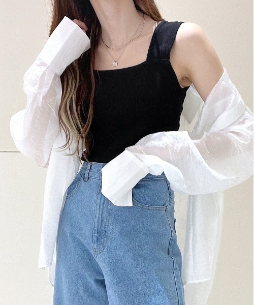 Heather(ヘザー)の「2WAYニットタンク 276985(タンクトップ・レディース・グレー/ホワイト系その他/ベージュ系その他/グリーン/ブラック・FREE)」の3枚目の写真