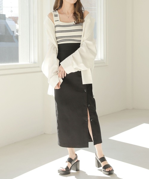 Heather(ヘザー)の「2WAYニットタンク 276985(タンクトップ・レディース・グレー/ホワイト系その他/ベージュ系その他/グリーン/ブラック・FREE)」の6枚目の写真