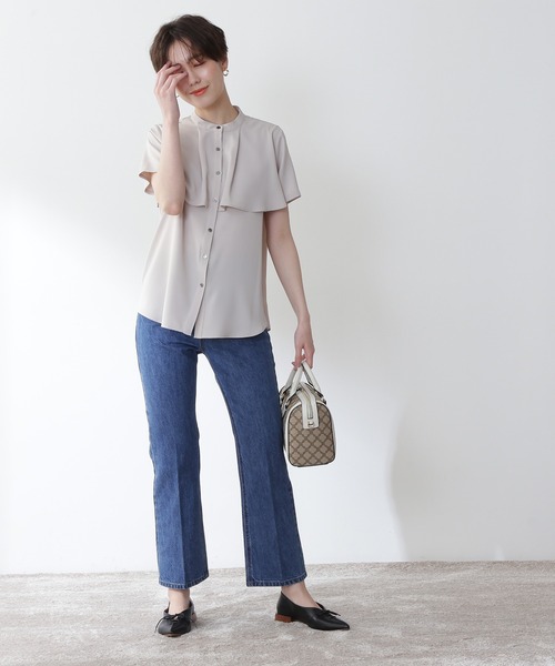 N.（N. Natural Beauty Basic）（エヌエヌナチュラルビューティーベーシック）の「◆ケープディティールブラウス（シャツ/ブラウス・レディース・ブラック/モカ/ナチュラル/イエロー/ライトグリーン・MEDIUM）」の10枚目の写真