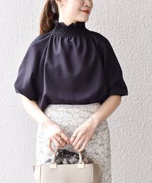 SHIPS | 〈マシンウォッシャブル〉シャーリング7分袖ブラウス◆(シャツ/ブラウス)