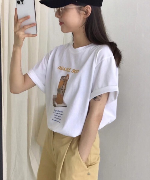 MANGROVE(マングローブ)の「スイーツグラフィックTEE(Tシャツ/カットソー・レディース・レッド/オレンジ・FREE)」の9枚目の写真