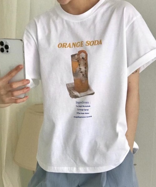 MANGROVE(マングローブ)の「スイーツグラフィックTEE(Tシャツ/カットソー・レディース・レッド/オレンジ・FREE)」の11枚目の写真