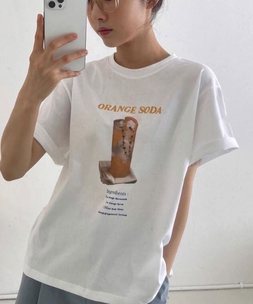 MANGROVE(マングローブ)の「スイーツグラフィックTEE(Tシャツ/カットソー・レディース・レッド/オレンジ・FREE)」の12枚目の写真