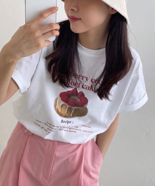 MANGROVE(マングローブ)の「スイーツグラフィックTEE(Tシャツ/カットソー・レディース・レッド/オレンジ・FREE)」の6枚目の写真