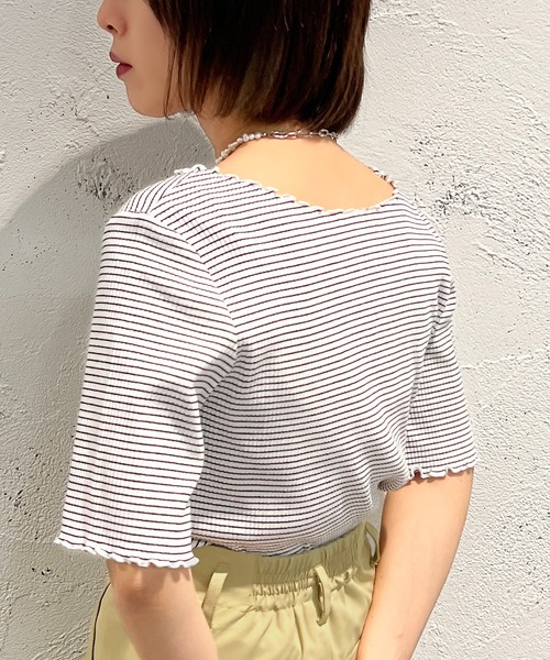 apres jour mignon(アプレジュールミニョン)の「メローカットトップス【ZOZOTOWN限定アイテム】(Tシャツ/カットソー・レディース・イエロー/ピンク/ブラック・X-LARGE/フリー)」の6枚目の写真