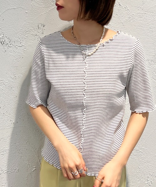 apres jour mignon（アプレジュールミニョン）の「メローカットトップス【ZOZOTOWN限定アイテム】（Tシャツ/カットソー・レディース・イエロー/ピンク/ブラック・X-LARGE/フリー）」の17枚目の写真