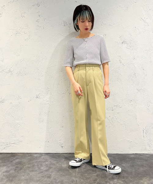 apres jour mignon（アプレジュールミニョン）の「メローカットトップス【ZOZOTOWN限定アイテム】（Tシャツ/カットソー・レディース・イエロー/ピンク/ブラック・X-LARGE/フリー）」の4枚目の写真