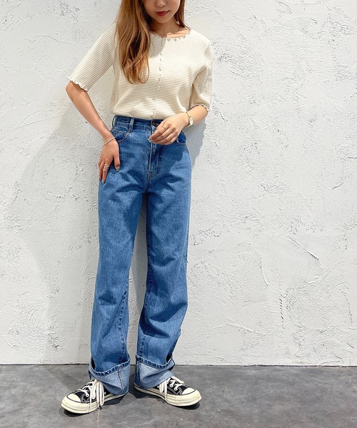 apres jour mignon（アプレジュールミニョン）の「メローカットトップス【ZOZOTOWN限定アイテム】（Tシャツ/カットソー・レディース・イエロー/ピンク/ブラック・X-LARGE/フリー）」の18枚目の写真