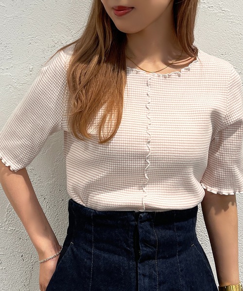 apres jour mignon（アプレジュールミニョン）の「メローカットトップス【ZOZOTOWN限定アイテム】（Tシャツ/カットソー・レディース・イエロー/ピンク/ブラック・X-LARGE/フリー）」の5枚目の写真