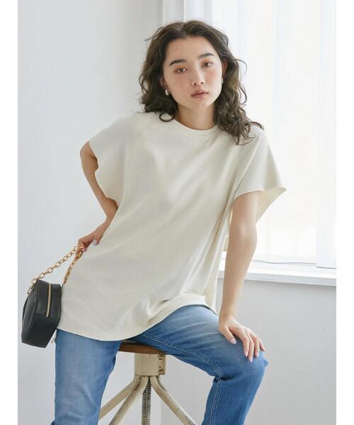 AMERICAN HOLIC（アメリカンホリック）の「ラグランリブスリーブチュニック（Tシャツ/カットソー・レディース・チャコールグレー/アイボリー/モカ・M/L）」の4枚目の写真