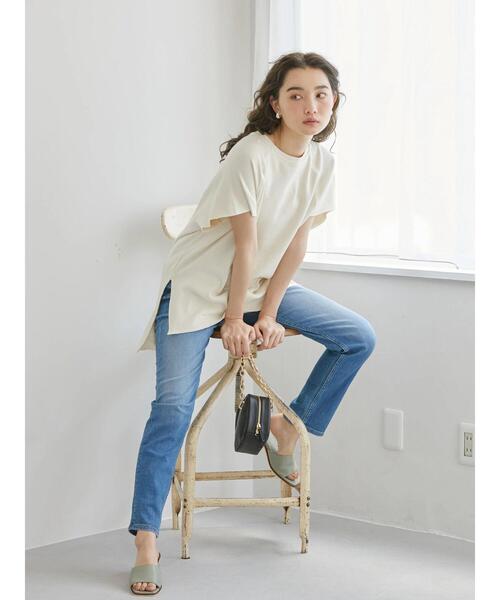 AMERICAN HOLIC（アメリカンホリック）の「ラグランリブスリーブチュニック（Tシャツ/カットソー・レディース・チャコールグレー/アイボリー/モカ・M/L）」の5枚目の写真