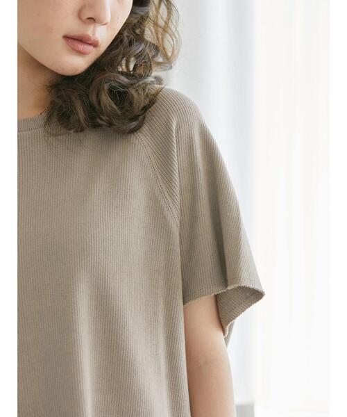 AMERICAN HOLIC（アメリカンホリック）の「ラグランリブスリーブチュニック（Tシャツ/カットソー・レディース・チャコールグレー/アイボリー/モカ・M/L）」の10枚目の写真