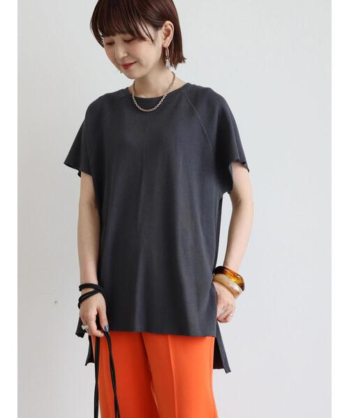 AMERICAN HOLIC（アメリカンホリック）の「ラグランリブスリーブチュニック（Tシャツ/カットソー・レディース・チャコールグレー/アイボリー/モカ・M/L）」の17枚目の写真