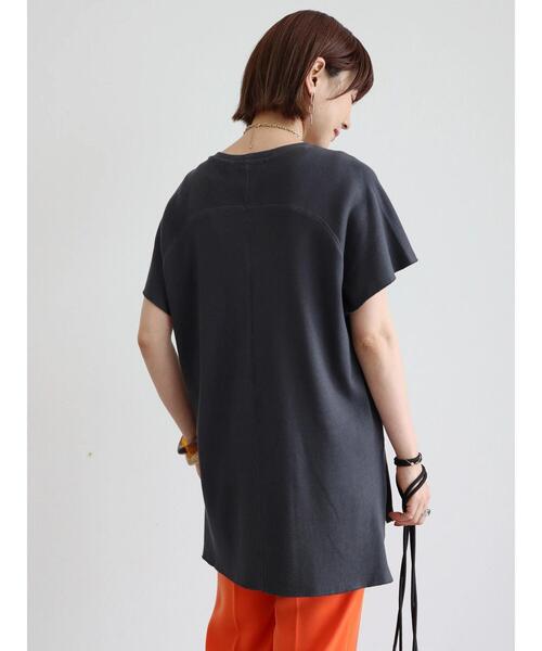 AMERICAN HOLIC（アメリカンホリック）の「ラグランリブスリーブチュニック（Tシャツ/カットソー・レディース・チャコールグレー/アイボリー/モカ・M/L）」の19枚目の写真