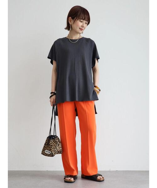 AMERICAN HOLIC（アメリカンホリック）の「ラグランリブスリーブチュニック（Tシャツ/カットソー・レディース・チャコールグレー/アイボリー/モカ・M/L）」の20枚目の写真