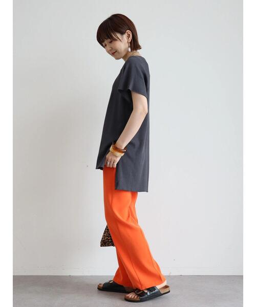 AMERICAN HOLIC（アメリカンホリック）の「ラグランリブスリーブチュニック（Tシャツ/カットソー・レディース・チャコールグレー/アイボリー/モカ・M/L）」の21枚目の写真