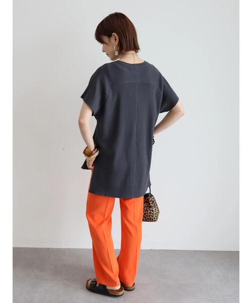 AMERICAN HOLIC（アメリカンホリック）の「ラグランリブスリーブチュニック（Tシャツ/カットソー・レディース・チャコールグレー/アイボリー/モカ・M/L）」の22枚目の写真