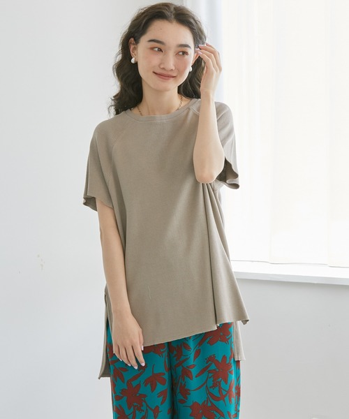 AMERICAN HOLIC（アメリカンホリック）の「ラグランリブスリーブチュニック（Tシャツ/カットソー・レディース・チャコールグレー/アイボリー/モカ・M/L）」の3枚目の写真